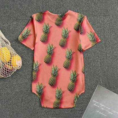 Pastel Pink Pineapple Pattern Print Men's Bodysuit