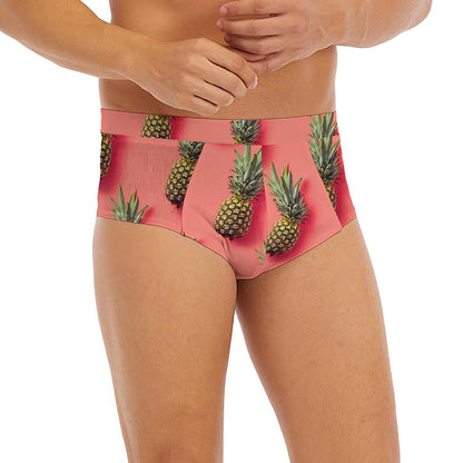 Pastel Pink Pineapple Pattern Print Men's Briefs
