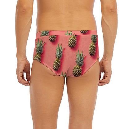 Pastel Pink Pineapple Pattern Print Men's Briefs