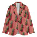 Pastel Pink Pineapple Pattern Print Men's Cotton Blazer