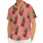 Pastel Pink Pineapple Pattern Print Men's Deep V-Neck Shirt
