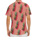 Pastel Pink Pineapple Pattern Print Men's Deep V-Neck Shirt