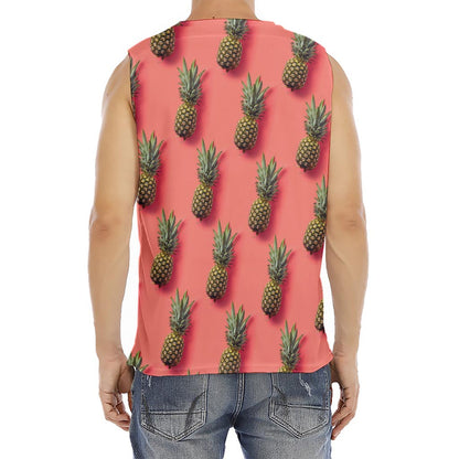 Pastel Pink Pineapple Pattern Print Men's Fitness Tank Top