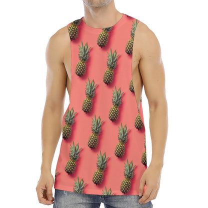 Pastel Pink Pineapple Pattern Print Men's Muscle Tank Top