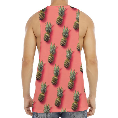 Pastel Pink Pineapple Pattern Print Men's Muscle Tank Top