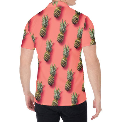 Pastel Pink Pineapple Pattern Print Men's Shirt