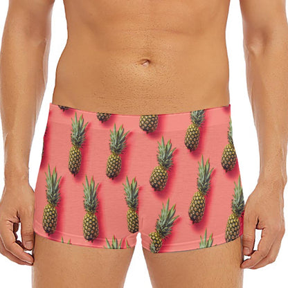 Pastel Pink Pineapple Pattern Print Men's Short Boxer Briefs