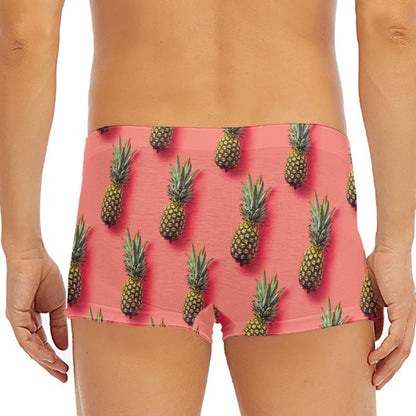 Pastel Pink Pineapple Pattern Print Men's Short Boxer Briefs