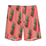 Pastel Pink Pineapple Pattern Print Men's Sports Shorts
