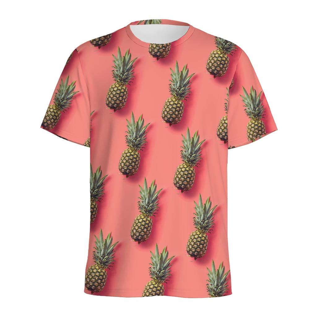 Pastel Pink Pineapple Pattern Print Men's Sports T-Shirt