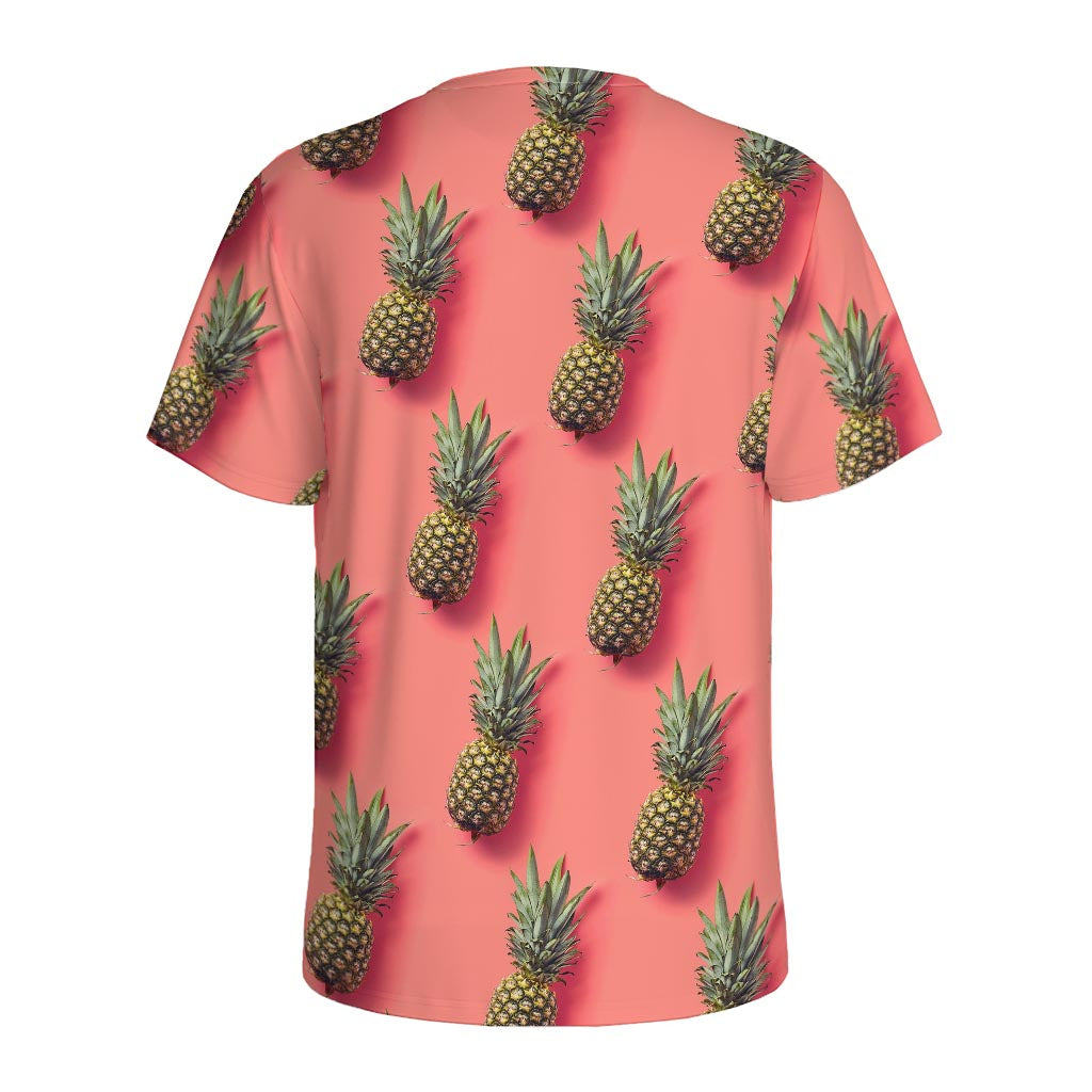Pastel Pink Pineapple Pattern Print Men's Sports T-Shirt