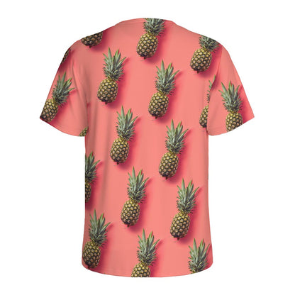 Pastel Pink Pineapple Pattern Print Men's Sports T-Shirt