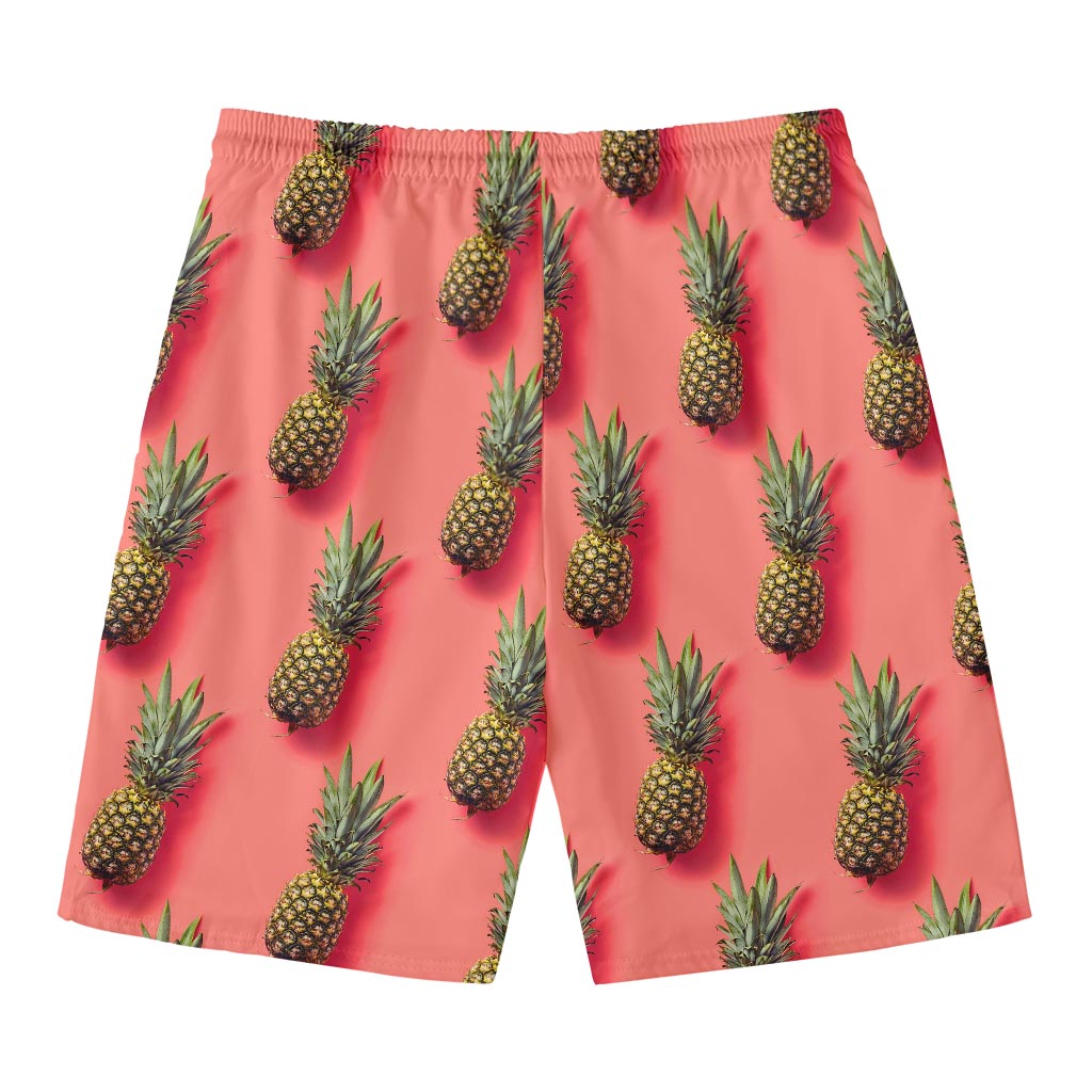 Pastel Pink Pineapple Pattern Print Men's Swim Trunks