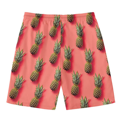 Pastel Pink Pineapple Pattern Print Men's Swim Trunks