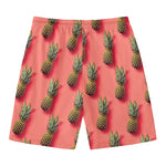 Pastel Pink Pineapple Pattern Print Men's Swim Trunks