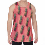 Pastel Pink Pineapple Pattern Print Men's Velvet Tank Top