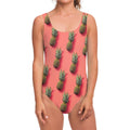 Pastel Pink Pineapple Pattern Print One Piece Swimsuit