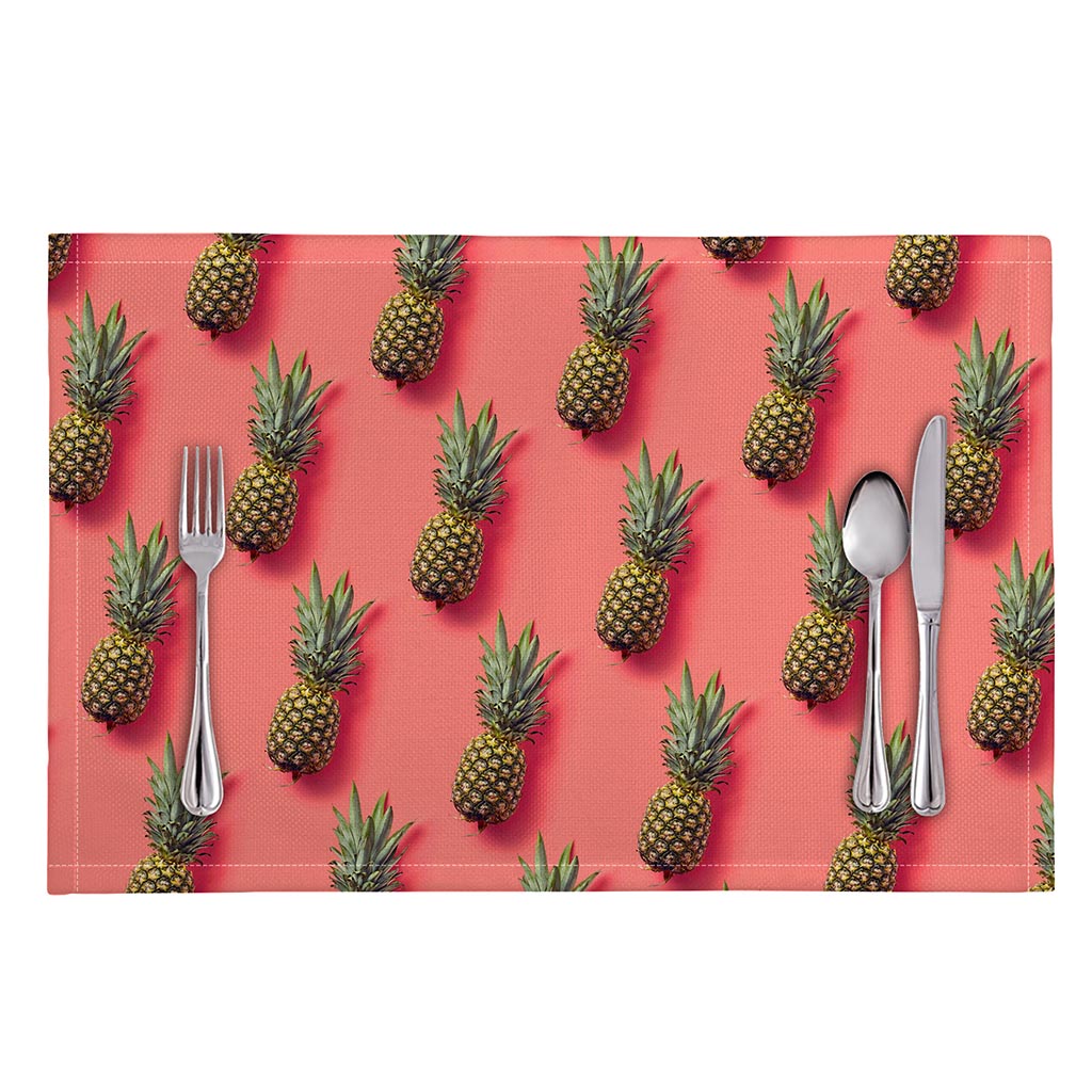 Pastel Pink Pineapple Pattern Print Placemat