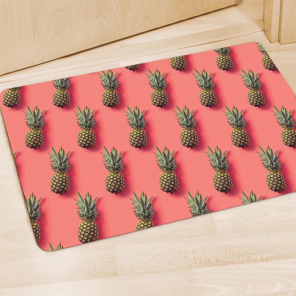 Pastel Pink Pineapple Pattern Print Polyester Doormat