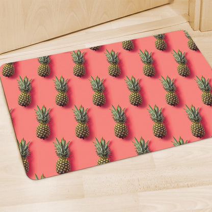 Pastel Pink Pineapple Pattern Print Polyester Doormat