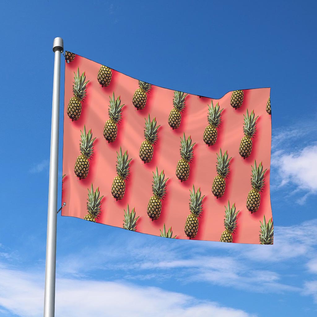 Pastel Pink Pineapple Pattern Print Polyester Flag