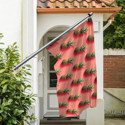 Pastel Pink Pineapple Pattern Print Polyester Flag
