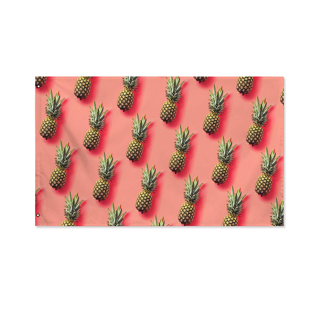 Pastel Pink Pineapple Pattern Print Polyester Flag