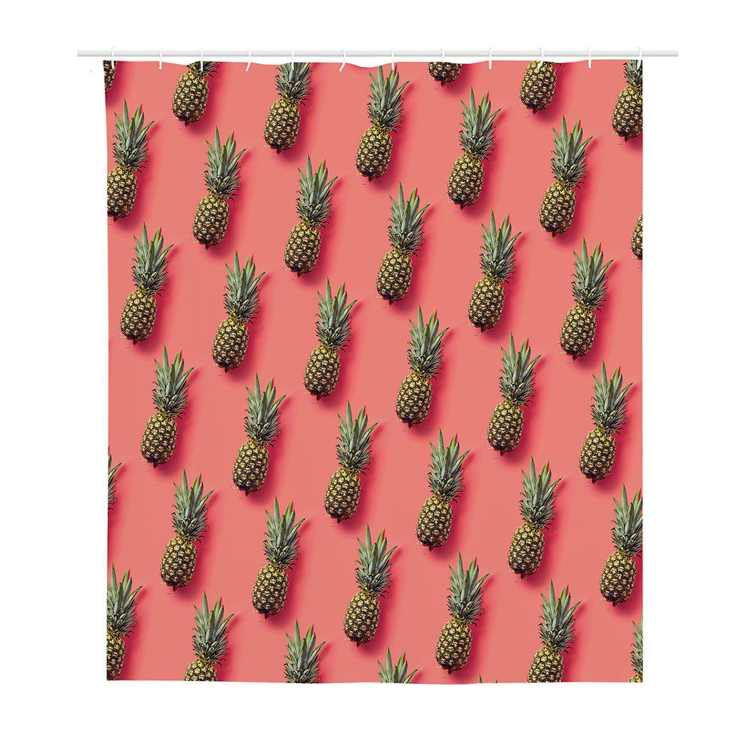 Pastel Pink Pineapple Pattern Print Polyester Shower Curtain
