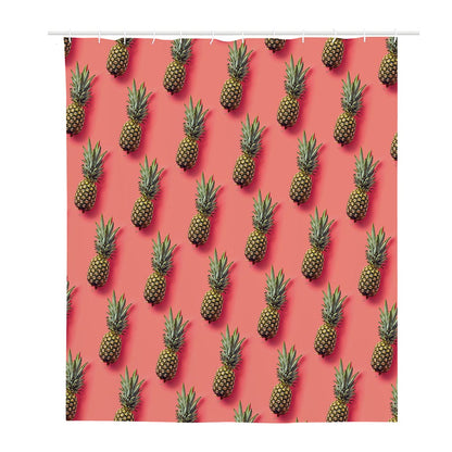 Pastel Pink Pineapple Pattern Print Polyester Shower Curtain