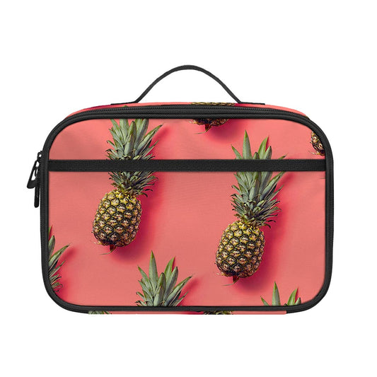 Pastel Pink Pineapple Pattern Print Portable Lunch Bag