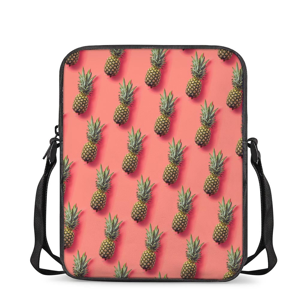Pastel Pink Pineapple Pattern Print Rectangular Crossbody Bag