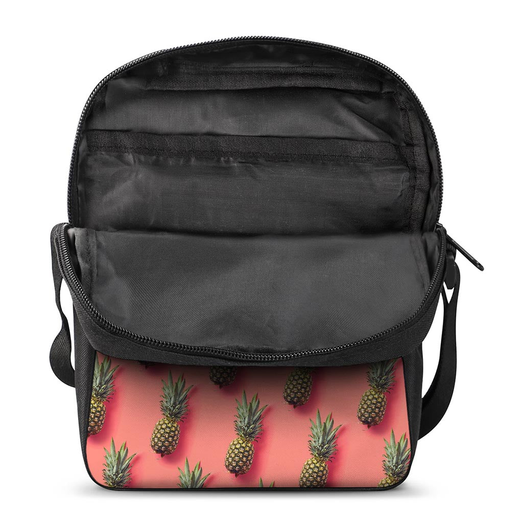 Pastel Pink Pineapple Pattern Print Rectangular Crossbody Bag