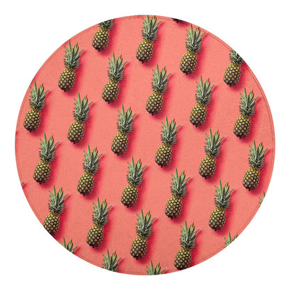Pastel Pink Pineapple Pattern Print Round Blanket