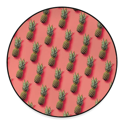 Pastel Pink Pineapple Pattern Print Round Floor Mat