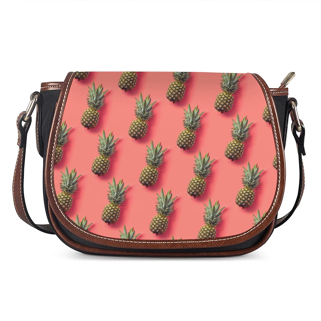 Pastel Pink Pineapple Pattern Print Saddle Bag