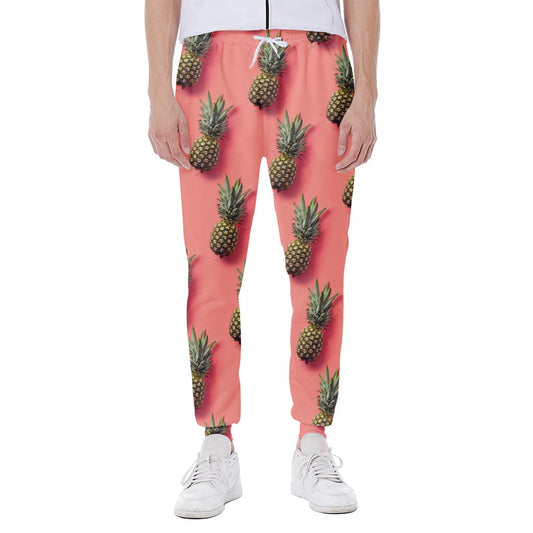 Pastel Pink Pineapple Pattern Print Scuba Joggers
