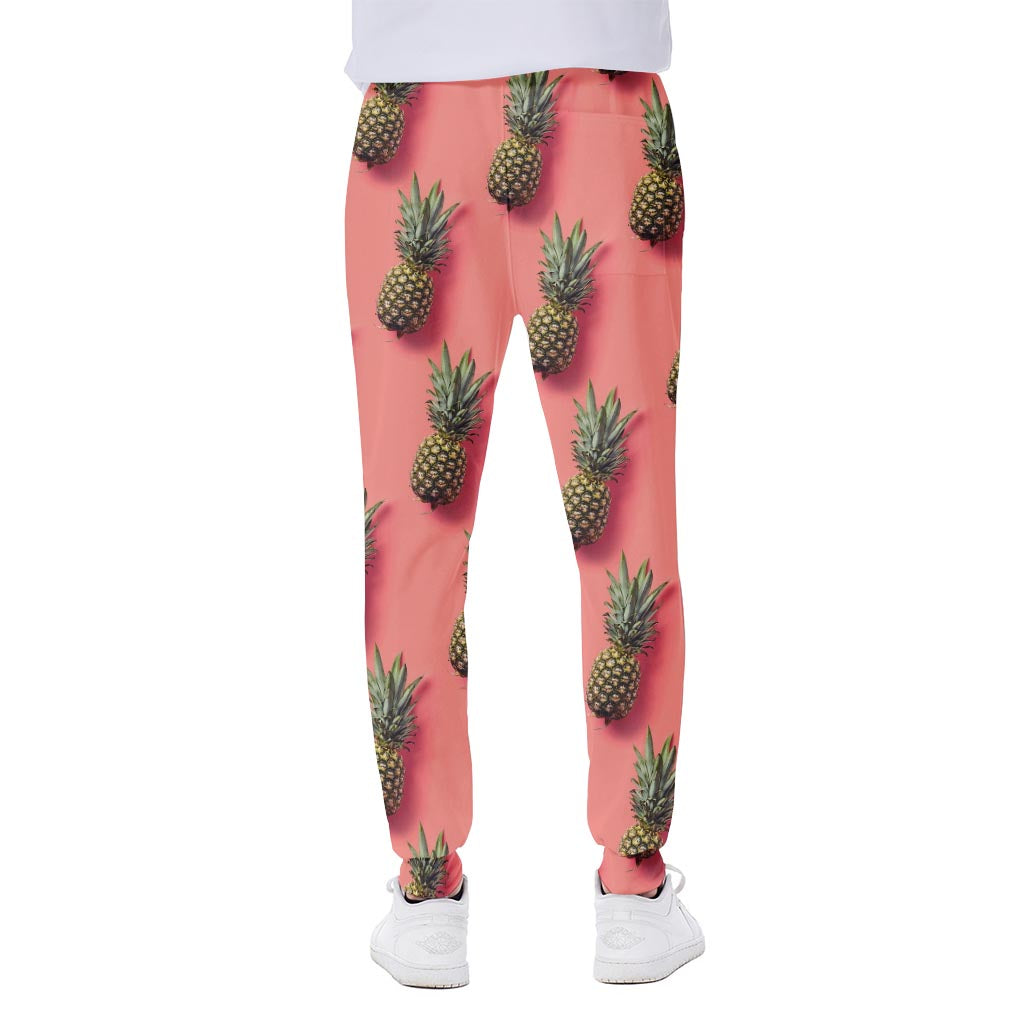 Pastel Pink Pineapple Pattern Print Scuba Joggers
