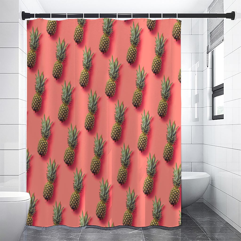 Pastel Pink Pineapple Pattern Print Shower Curtain