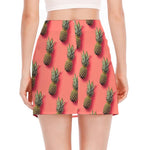 Pastel Pink Pineapple Pattern Print Side Slit Mini Skirt