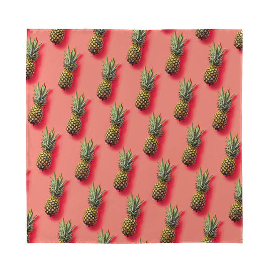 Pastel Pink Pineapple Pattern Print Silk Bandana