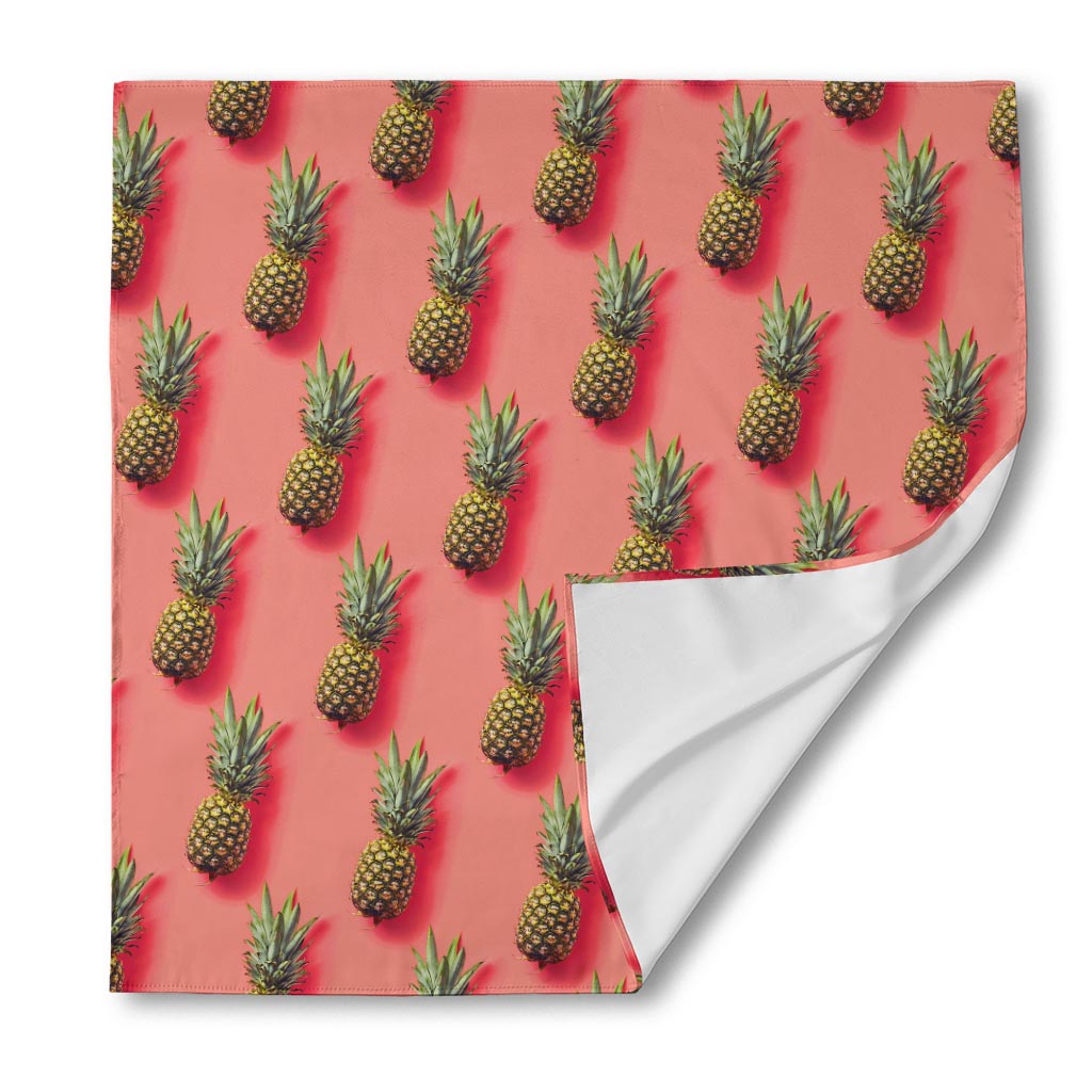 Pastel Pink Pineapple Pattern Print Silk Bandana