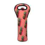 Pastel Pink Pineapple Pattern Print Single Neoprene Wine Tote