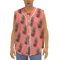 Pastel Pink Pineapple Pattern Print Sleeveless Baseball Jersey