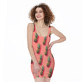 Pastel Pink Pineapple Pattern Print Sleeveless Bodycon Dress
