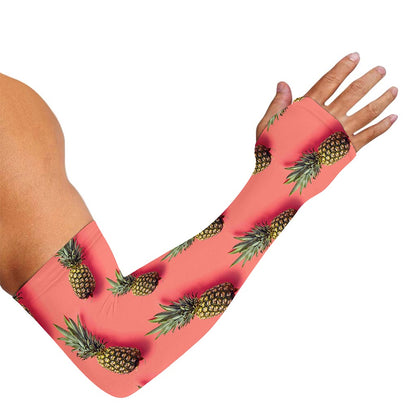 Pastel Pink Pineapple Pattern Print Sun Protection Arm Sleeves
