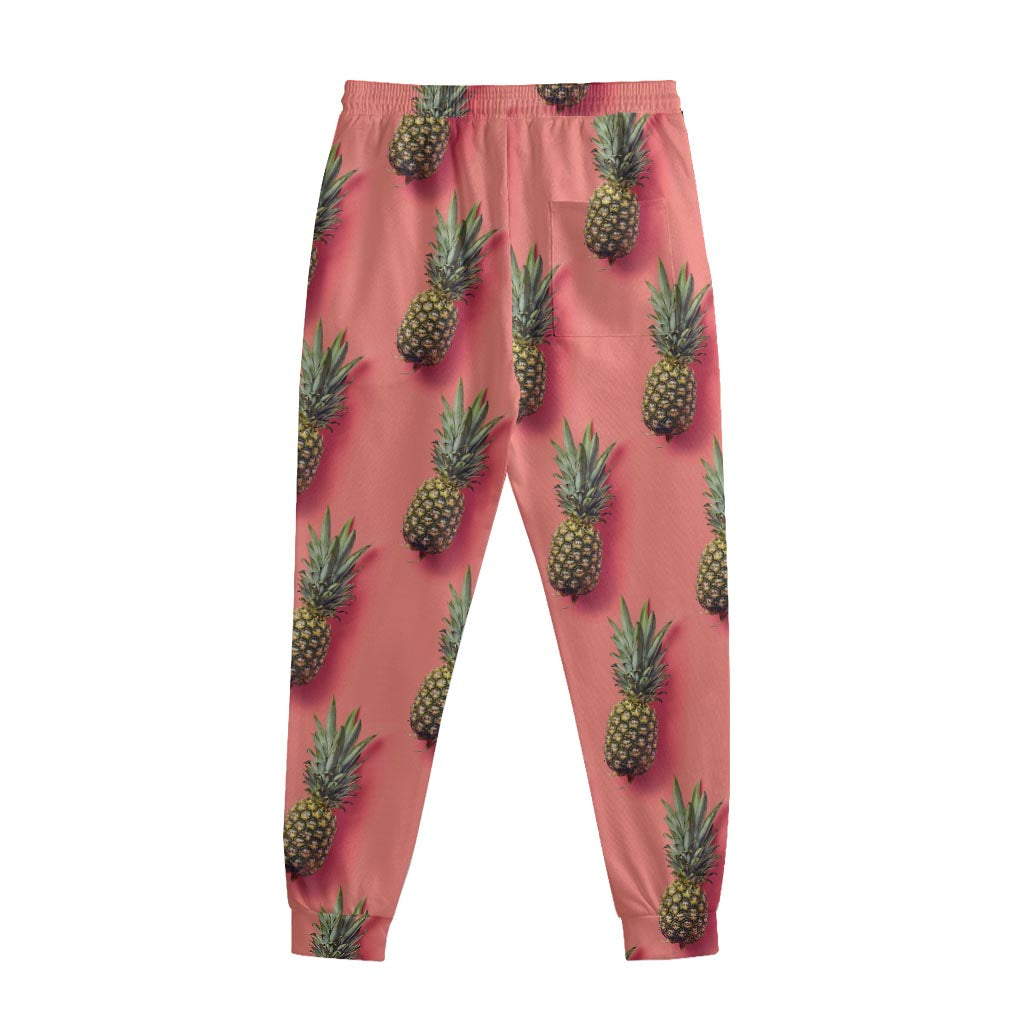 Pastel Pink Pineapple Pattern Print Sweatpants