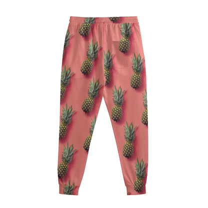 Pastel Pink Pineapple Pattern Print Sweatpants
