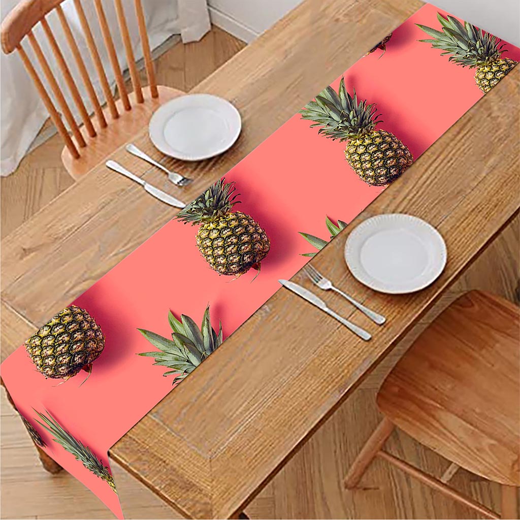 Pastel Pink Pineapple Pattern Print Table Runner