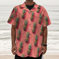 Pastel Pink Pineapple Pattern Print Textured Short Sleeve Shirt
