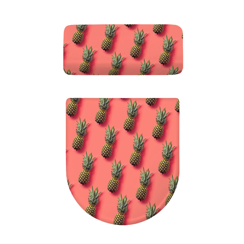 Pastel Pink Pineapple Pattern Print Toilet Lid And Tank Cover Set